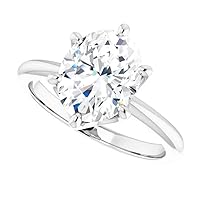 Solitaire Moissanite Engagement Ring, 1CT Colorless VVS1 Clarity, 925 Sterling Silver with 18K White Gold