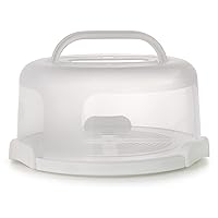 Zoofen Round Cake Carrier White Cake Stand 11 Inch Plastic Cake Container with Handle and Lid for Travel(White) Zoofen Round Cake Carrier White Cake Stand 11 Inch Plastic Cake Container with Handle and Lid for Travel(White)
