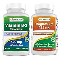 Best Naturals Vitamin B2 (Riboflavin) 400mg & Magnesium Glycinate 425 mg