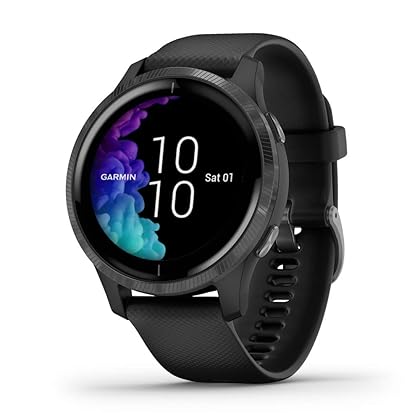 Garmin 010-02173-11 Venu, GPS Smartwatch with Bright Touchscreen Display, Features Music, Body Energy Monitoring, Animated Workouts, Pulse Ox Sensor and More, Black