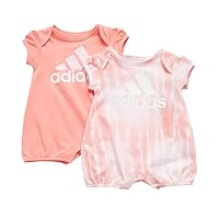adidas Baby Girls Short Sleeve Rompers - Pack of 2 (Size: 3 Month)