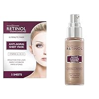 Retinol Anti-Aging Sheet Mask – Hydrating Vitamin-Enriched 15 Minute Treatment With Collagen Firms Face Instant Radiance Booster – A Burst of Anti-Aging Hydration.