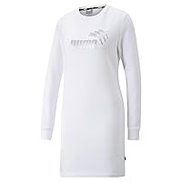 Puma Womens Sparkle Crew Neck Long Sleeve Dress Casual Casual - White