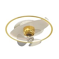 360° Shaking Head Ceiling Fans with Lights and Remote, Modern Bladeless Ceiling Fan Light, Home Flush Mount Ceiling Fan, Dimmable 6 Speed Reversible Blades, Living Room Ceiling Fan