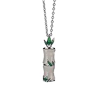 JadeAngel Jade Necklace for Women 925 Sterling Silver Gold Plated Simple Elegant Bamboo Pendant Necklace Sterling Silver Jade, Sterling Silver, Jade