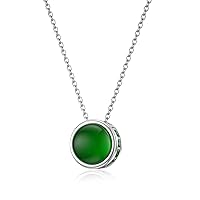 LANBEIDE Birthstone Necklace, 925 Sterling Silver Necklace with Round Gemstone Pendant, Birthday Jewellery, Gift for Women