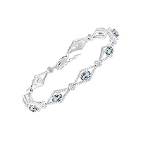 Rylos Bracelets for Women 925 Sterling Silver Tennis Bracelet Gemstone & Genuine Diamonds Adjustable to Fit 7