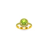 2.00 Ctw Round Cut Lab Created Green Peridot Halo Engagement Wedding Ring 14K Yellow Gold Plated
