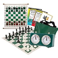 Scholastic Chess Club Starter Kit - for 20 Members - with Regulation Mechanical Clocks - Green