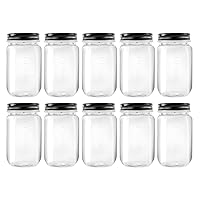 16 Ounce Clear Plastic Jars with Black Lids - Refillable Round Clear Containers Clear Jars Storage Containers for Kitchen & Household Storage - BPA Free (10 Pack)