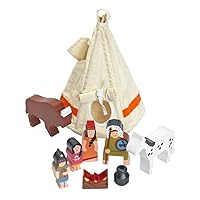 Excellerations Rubberwood Native American Block Play Set - 9 Pieces