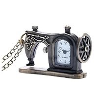 Chic Sewing Machine Keychain Designer Pocket Watch Antique Steampunk Fob Clock with Necklace Chain Popular Gift