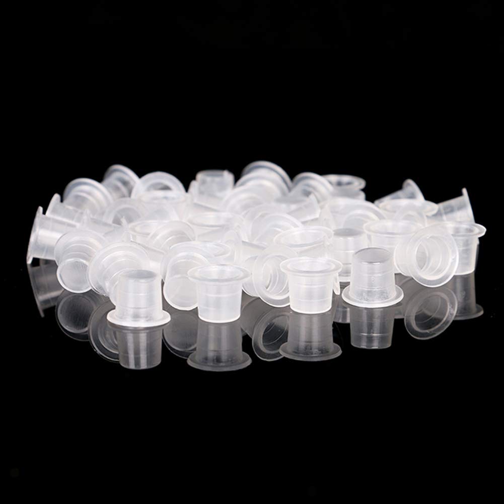 AKOAK 200 Pcs Disposable Plastic Tattoo Ink Caps Cups for Tattoo Ink Tattoo Supplies（Sizes #8 Small）