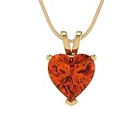 Clara Pucci 2.1 ct Heart Cut Genuine Red Simulated Diamond Solitaire Pendant Necklace With 16