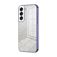 Back Case Cover Compatible with Samsung Galaxy S22 Plus Case,Clear Glitter Electroplating Hybrid Protective Phone Cover,Slim Transparent Anti-Scratch Shock Absorption TPU Bumper Case Compatible with S
