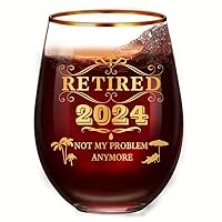Great Retirement Gifts for Women & Men 2024! This retirement stemless wine glass is a great gift for retirement, going away, Christmas, Thanksgiving, Fathers Day, birthday.