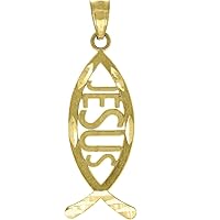 10k Gold Dc Unisex Jesus Christian Height 28.9mm X Width 9.9mm Religious Charm Pendant Necklace Jewelry Gifts for Women
