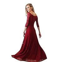 Women Briddal Lace Dress Off Shoulder Evening Party Long Maxi Dress Floor Length