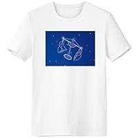 Star Universe Libra Constellation Pattern T-Shirt Workwear Pocket Short Sleeve Sport Clothing