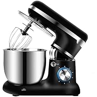 Stand Mixer, 6-speed Dough Mixer with Tilting Head-5Qt Stainless Steel Bowl, Including Beater, Dough Hook, Whisk and Splash Guard, Low Noise