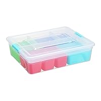 novelinks 10 QT Clear Plastic Dividing Storage Box with 11 Compartments Removable Storage Bin with Lid - Plastic Craft Storage Organizer Storage Compartment Container (1 Pack-10 QT)