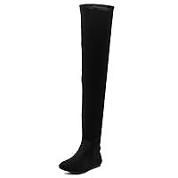 Women's Thigh High Flat Boots Stretchy Drawstring Tie Fashion Over The Knee Boots
