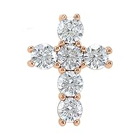 14K Rose Gold 1 1/2 CTW Diamond 17.4x13.4mm Cross Pendant