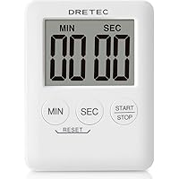 dretec T-307WT Pocket Digital Timer, Thin, 0.4 inches (9 mm), Compact, Countup, 99 Minutes, 59 Seconds, White
