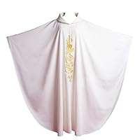 BLESSUME White Catholic Church Pastor Vestments Lamb of God Embroidered Priest Chasuble Robe