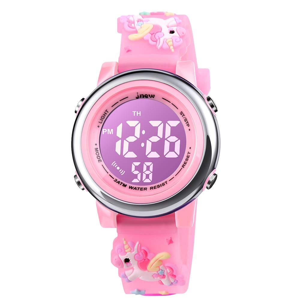 YxiYxi Kids Watches 3D Cute Cartoon Digital 7 Color Lights Toddler Wrist Watch with Waterproof Sports Outdoor LED Alarm Stopwatch Silicone Band for 3-10 Year Boys Girls Little Child