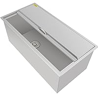 Happybuy Drop in Ice Chest 36L x 18W x 14H Inch Stainless Steel Ice Cooler with Sliding Cover Drop in Ice Bin Included Drain-pipe and Drain Plug for Cold Wine Beer