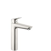 hansgrohe Logis Modern Low Flow Water Saving 1-Handle 1 10-inch Tall Bathroom Sink Faucet in Brushed Nickel, 71090821