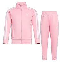 adidas Girls Zip Front Classic Tricot Jacket and Joggers Set