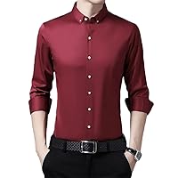 Men's Long Sleeve Korean Button Lapel Shirt Formal Business Dress Leisure Shirt