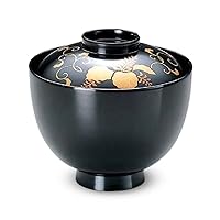 J-kitchens Miso Soup Bowl, Ikkyu Small Sucking Bowl, Black Paulownia Arabesque Made in Japan
