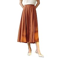 Silk Hollow Out Patchwork Skirt Solid A-Line Skirt