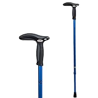 Carex Health Brands Hiking Cane Walking Stick with Dual Grip Handle for Men and Women, Blue