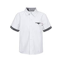 JEATHA Boys Solid Color Dress Shirt Versatile Turndown Collar Button-Down T-Shirts Formal School Uniform Tops