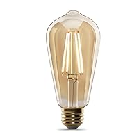 Feit Electric Vintage Exposed Filament Amber Glass LED ST19 with a Medium E26 Base Light Bulb - 60W Equivalent - 10 Year Life - 400 Lumen - 2100K Soft White - Dimmable | Original Vintage