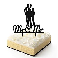 Mr & Mr Cake Topper, Black Color Acrylic Gay Couple Wedding/Coimg out Party Decoratoions