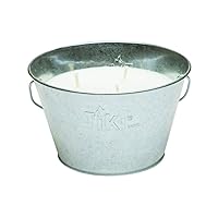 TIKI® Brand 28 Ounce Citronella Wax Candle Metal Triple Wick Bucket Silver, 1412112