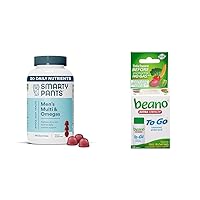 SmartyPants Men's Multivitamin Gummies with Omega 3 Fish Oil (EPA/DHA) and beano to Go Gas Prevention Tablets, 12 Count