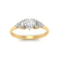 Choose Your Gemstone Baguette Cluster Engagement Ring yellow gold plated Heart Shape Side Stone Engagement Rings Matching Jewelry Wedding Jewelry Easy to Wear Gifts US Size 4 to 12