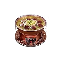Chinese Style Beijing Pure Electric Copper Hot Pot, Thickened Brass Double Button Switch Hot Pot, Mongolian Controllable Temperature Mutton Hot Pot, Used for Family Dinner Camping