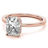 Moissanite Solitaire Engagement Ring for Women, Women's Engagement Rings Moissanite Promise Rings 2 CT Colorless VVS1 Clarity Wedding Rings 925 Sterling Silver with 18K Gold