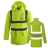 Custom Reflective Silver Safety Rain Jacket ANSI Waterproof Lightweight Reflective Wind Breaker Reflective Workwear