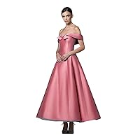 Women's Satin Off The Shoulder Prom Dresses A-line Formal Evening Gowns