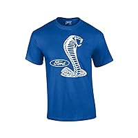 Ford Mustang Cobra White Silhouette Ford Motors Classic Ford Logo Racing Performance Race Hotrod Antique Muscle Car Tee-Royal-Large