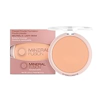 Pressed Powder Foundation, Neutral 3 - Med Skin w/Neutral Undertones, Age Defying Foundation Makeup with Matte Finish, Talc Free Face Powder, Hypoallergenic, Cruelty-Free, 0.32 Oz