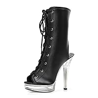 13cm Ankle Boots 6Inch Thin Heels Open Toe Lace Up Stripper Pole Dance Shoes Platform Gothic Crossdress Nightclub Sexy Fetish